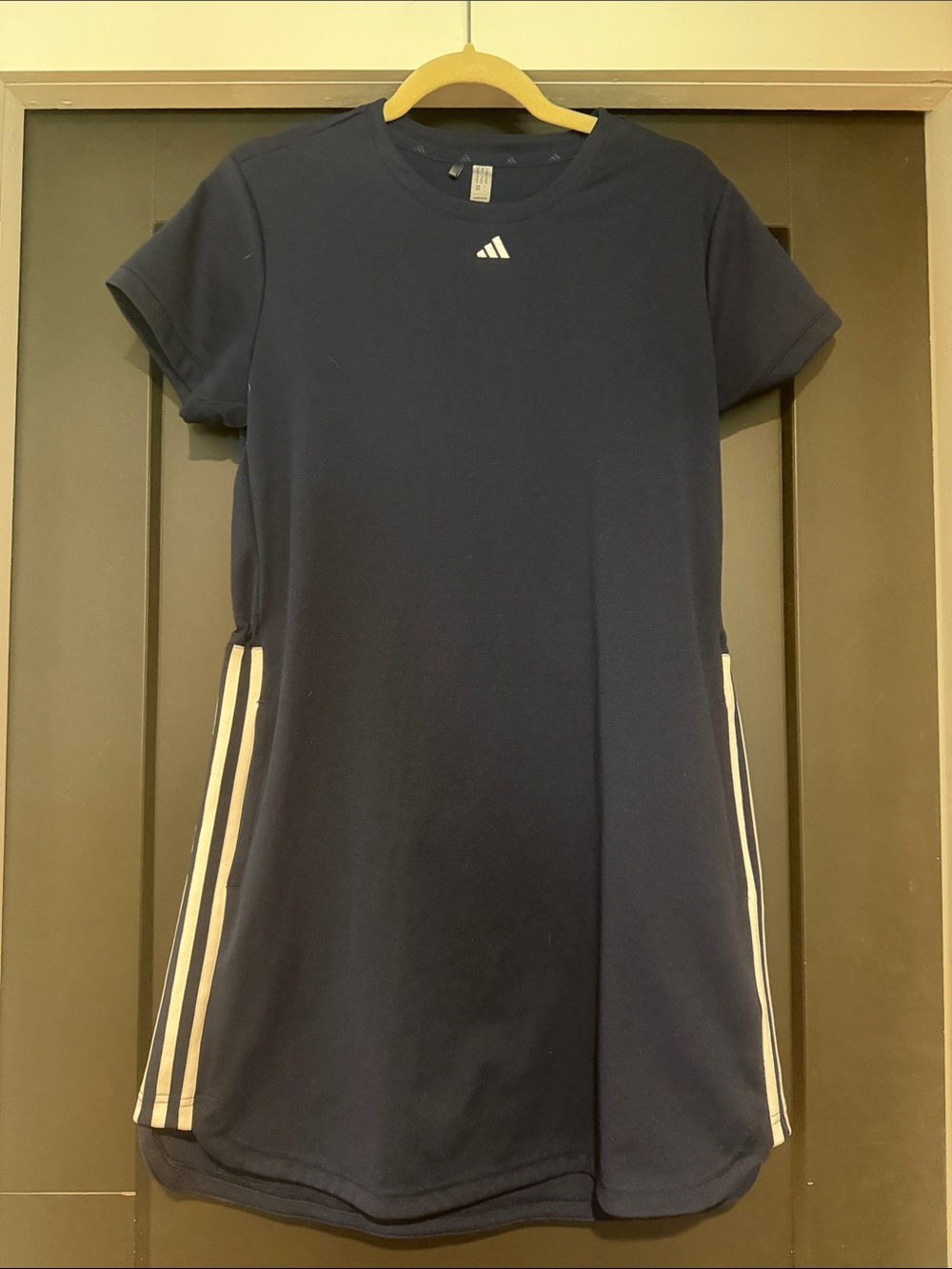 adidas Navy Short-Sleeve Golf Dress with White Side Stripes